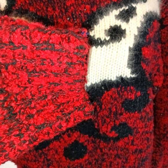 Vintage 80s Spice of Life Womens Cherry Red  Chunky Fuzzy Knitted Sweater Size L - Picture 7 of 11